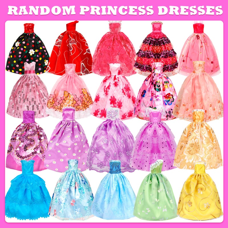 Bymore 138 Pcs Doll Clothes and Accessories, 5 Wedding Gowns 9 Fashion Dresses 3 Tops 3 Pants 3 Bikini Swimsuits 20 Shoes for 11.5 inch Doll Christmas Stocking Stuffers Girls Gift Age 5-7 8-10 - Image 2